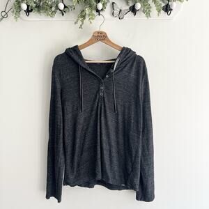 Prana Devan Hooded Henley Top Long Sleeve Cozy Slub Fit Jersey Size Large J810